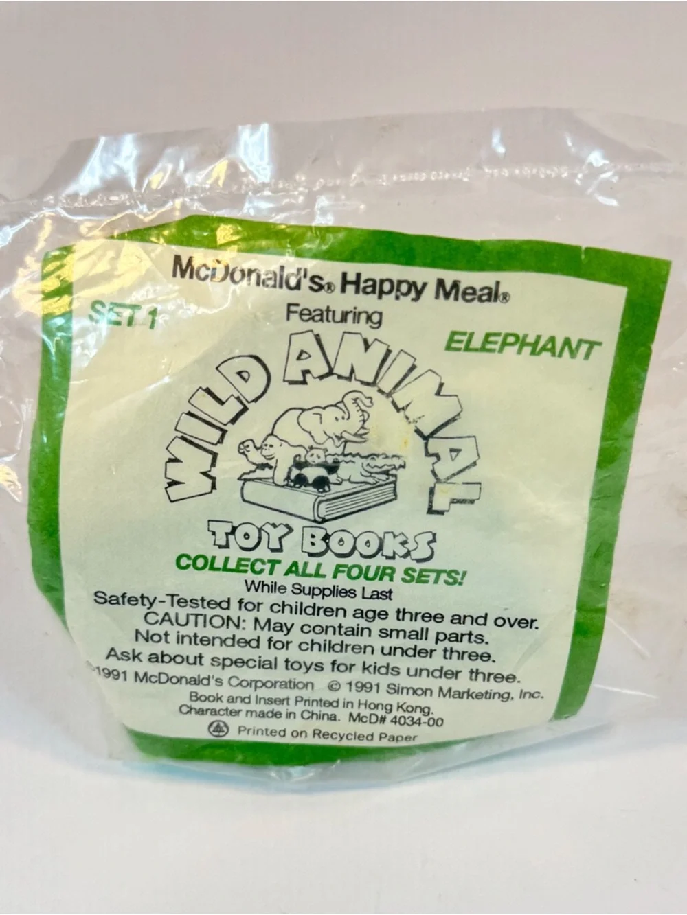 90s McDonalds Complete Set of 4 + 1U3 Wild Animal Toy Books Happy Meal Toys 1991